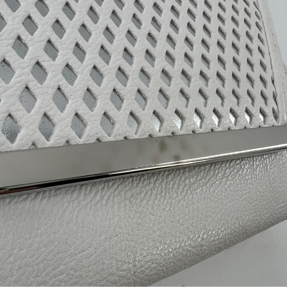 Woven Faux Leather envelope‎ clutch shoulder Bag White Silver lulu Townsend - Picture 14 of 14